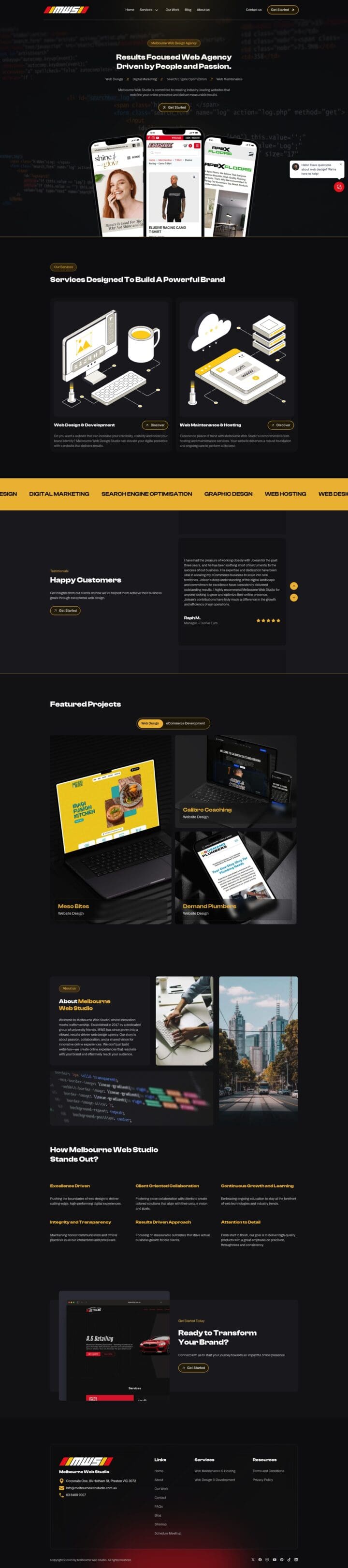 Melbourne Studio Homepage Screenshot