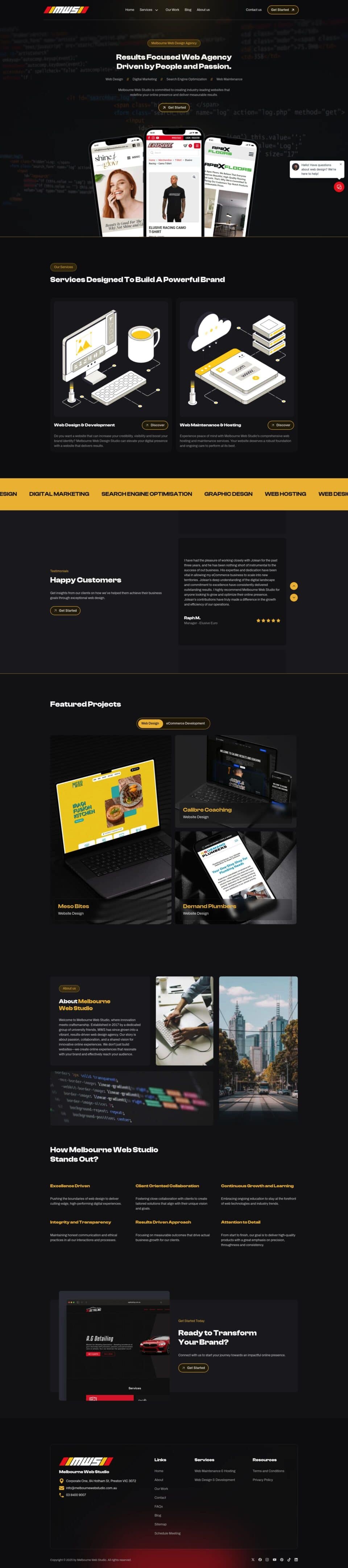 Melbourne Studio Homepage Screenshot