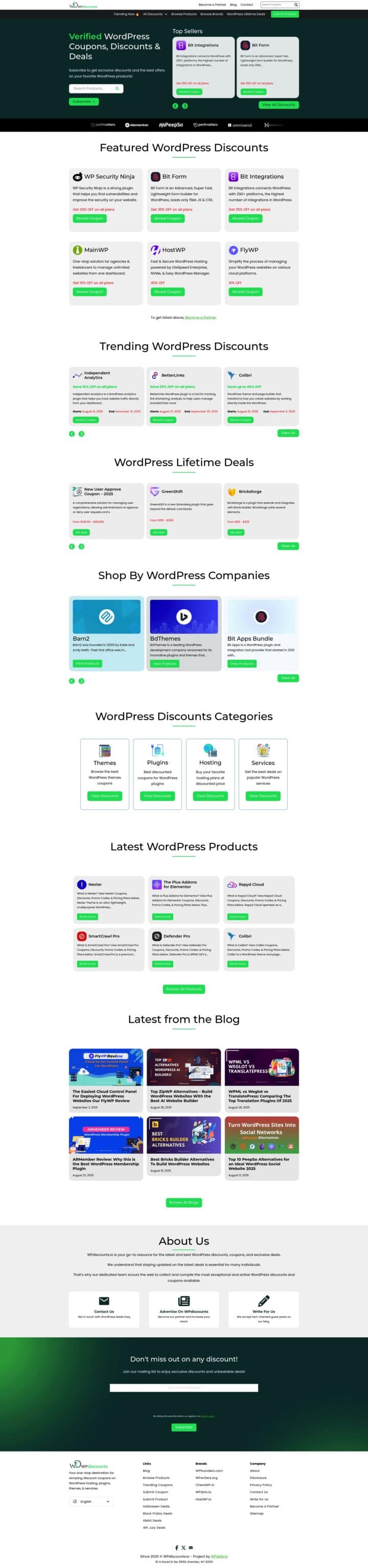 WP Discounts Home Screenshot