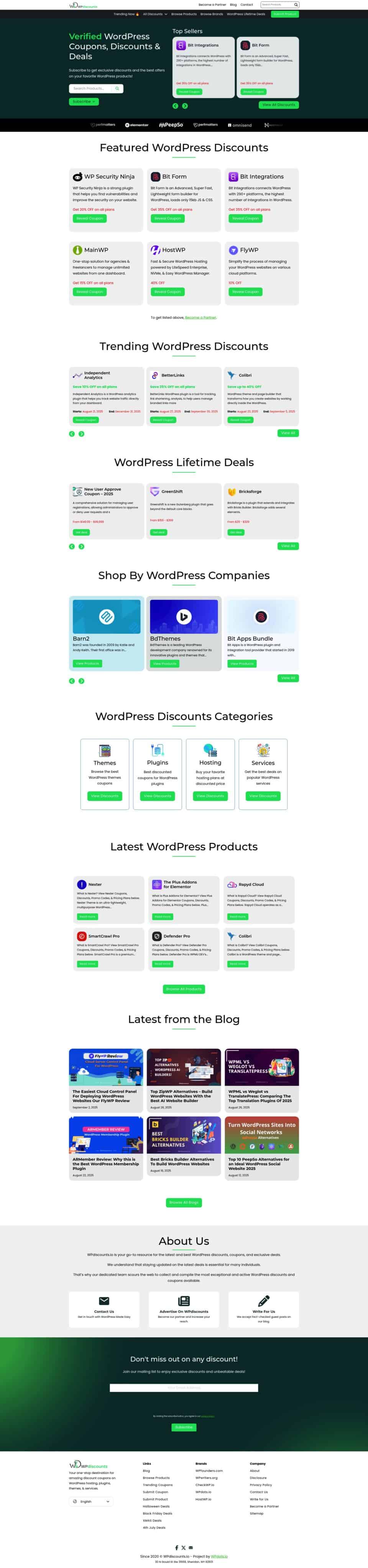 WP Discounts Home Screenshot