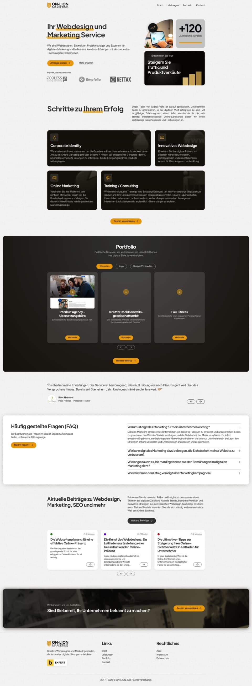 On Lion Homepage Screenshot