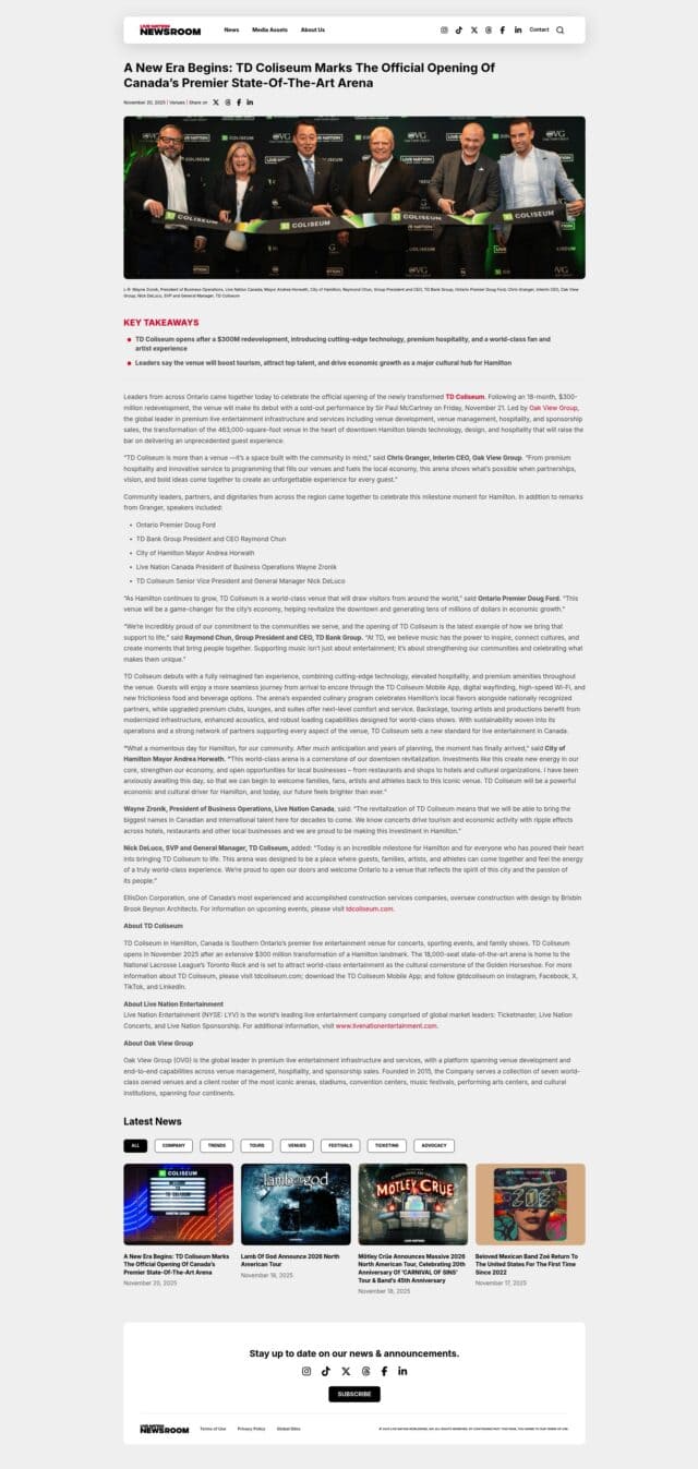 LiveNation Blog Post Screen