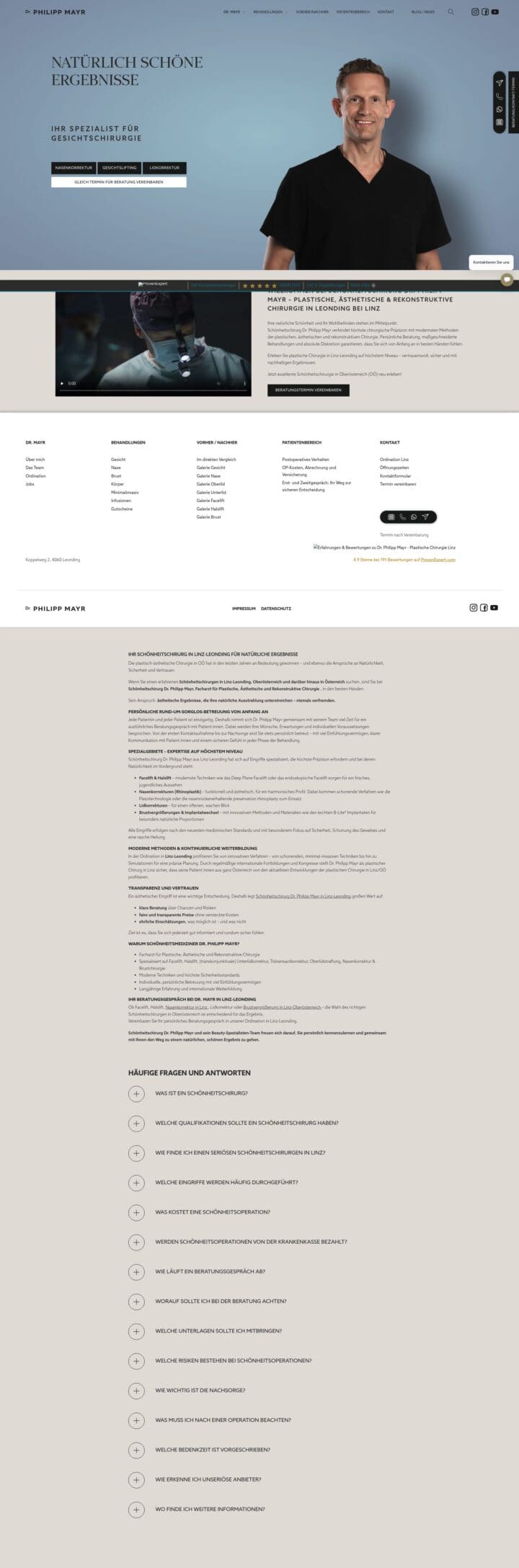 Plastischechirurgie Homepage Screenshot