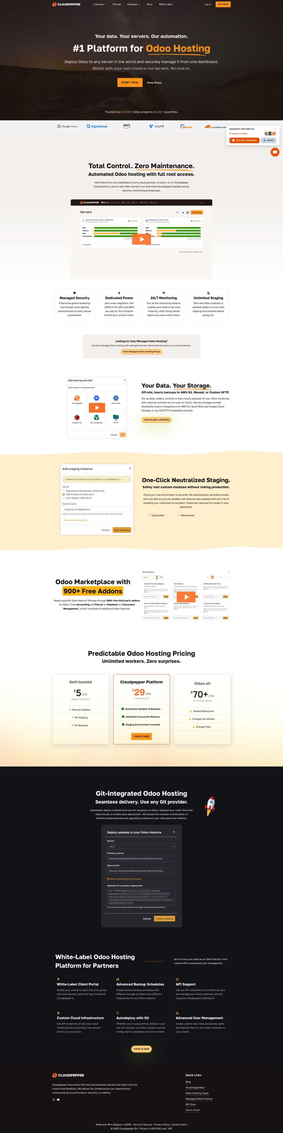 Cloudpepper Homepage Screenshot