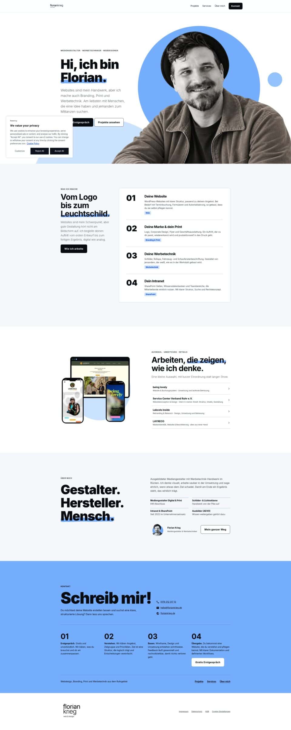 Florian Krieg Homepage Screenshot